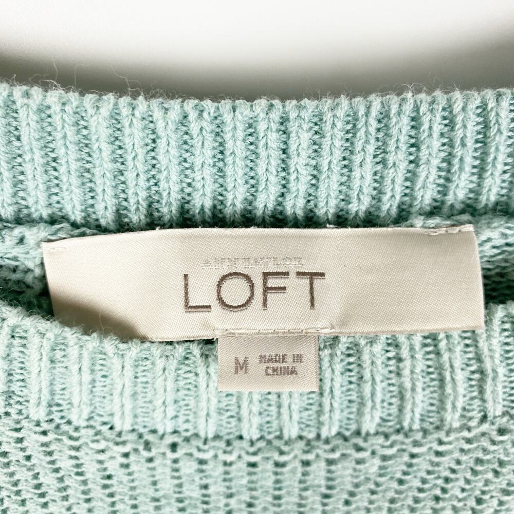 Loft Mint Green Split Back Cable Knit Sweater Pul… - image 6